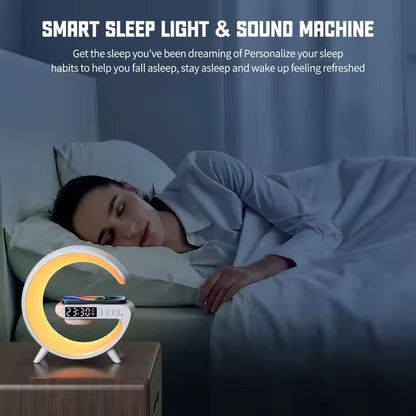 G-Shaped Smart Lamp with Alarm, Speaker & Wireless Charging