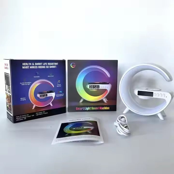 G-Shaped Smart Lamp with Alarm, Speaker & Wireless Charging