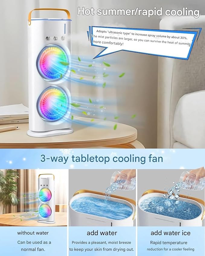 Dual-Ended Spray Fan & Rechargeable Cooler