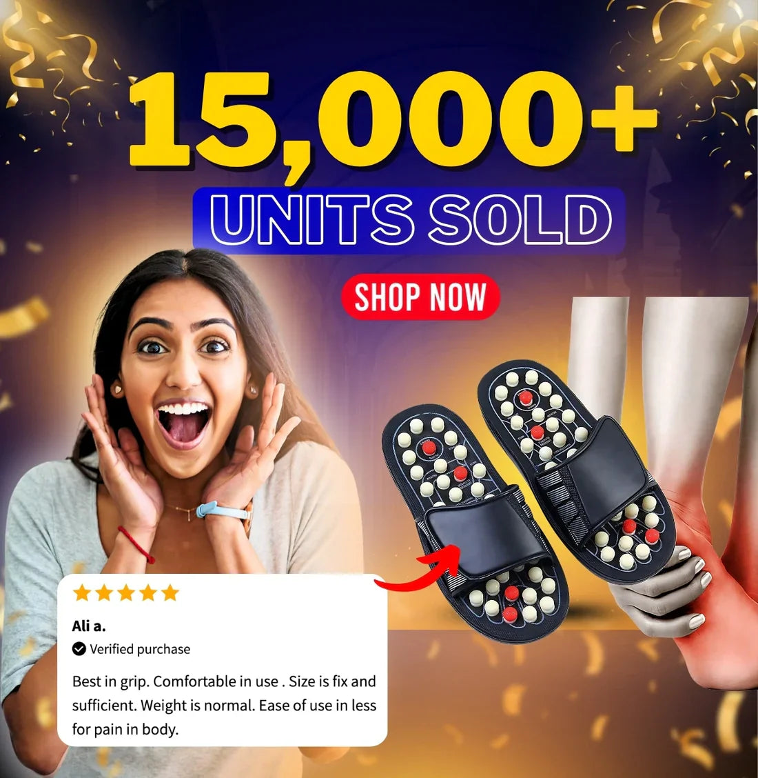 Spring Acupressure and Magnetic Therapy Massager Slipper